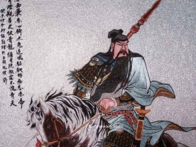 chinese silk embroidery picture of guan gong riding a horse