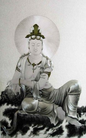 chinese silk embroidery guanyin, hand embroidered by Su Embroidery Studio