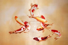 silk hand embroidered koi fish