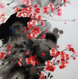 plum blossoms silk embroidered painting from Suzhou