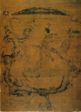 Chinese silk painting of 'dragon' in warring states
