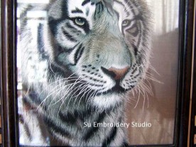 double sided white tiger embroidery