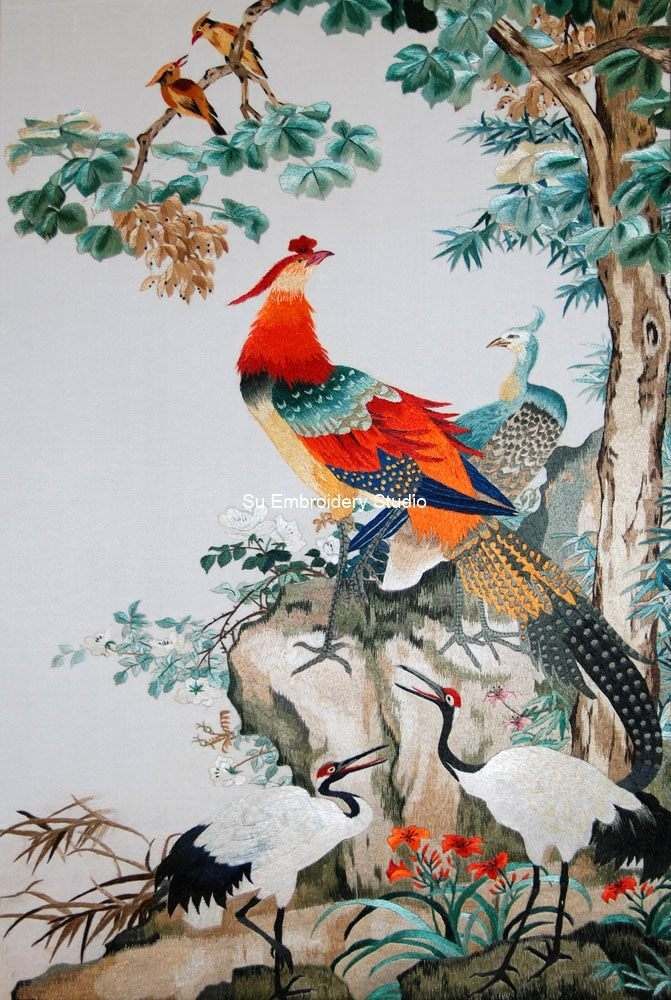 Chinese silk embroidery 'phoenix'
