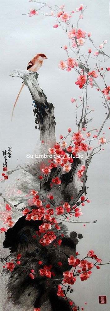 plum blossoms chinese silk embroidery