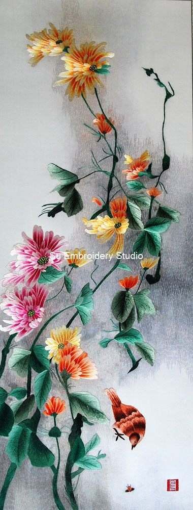 chrysanthemum silk embroidery from Suzhou China