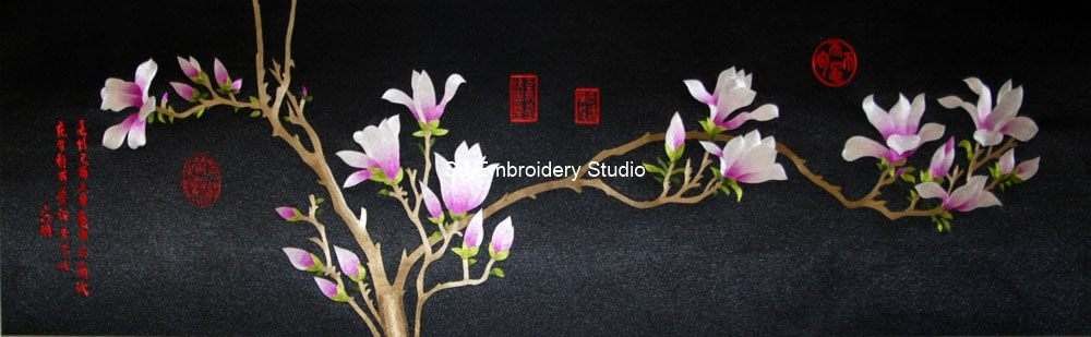 purple magnolia chinese silk embroidery