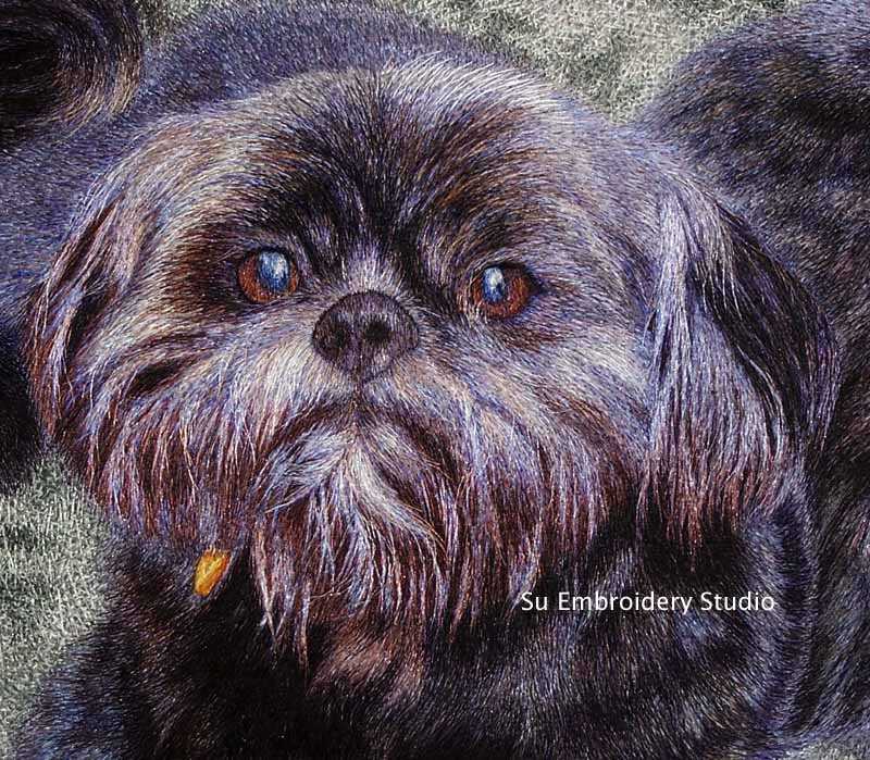 custom made dog portrait embroidery
