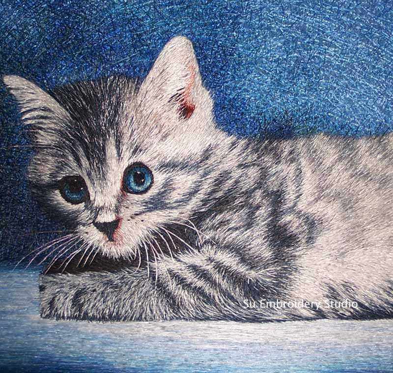custom embroidered cat portrait