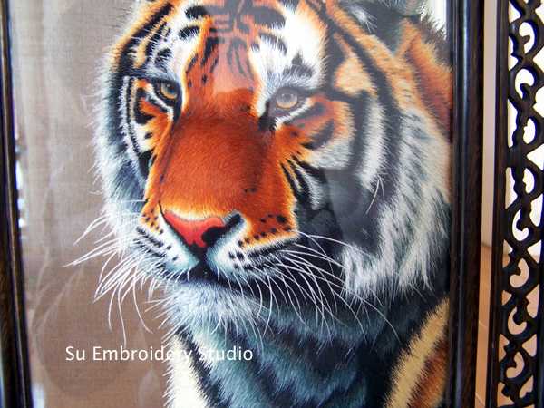 brown tiger chinese double sided embroidery
