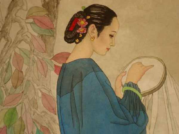 chinese lady embroidering