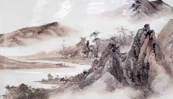 Chinese landscape silk embroidery