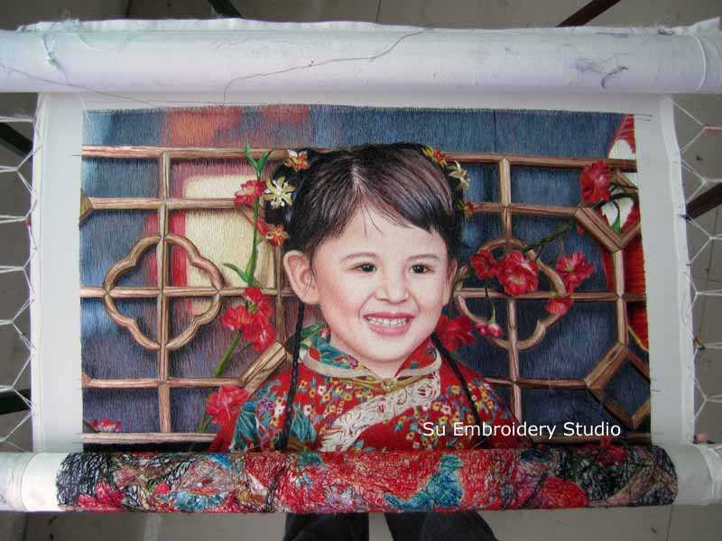 custom portrait embroidery girl