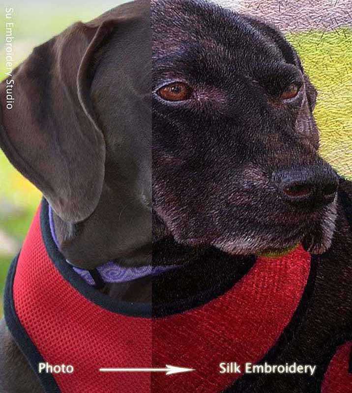 custom embroidered dog portrait