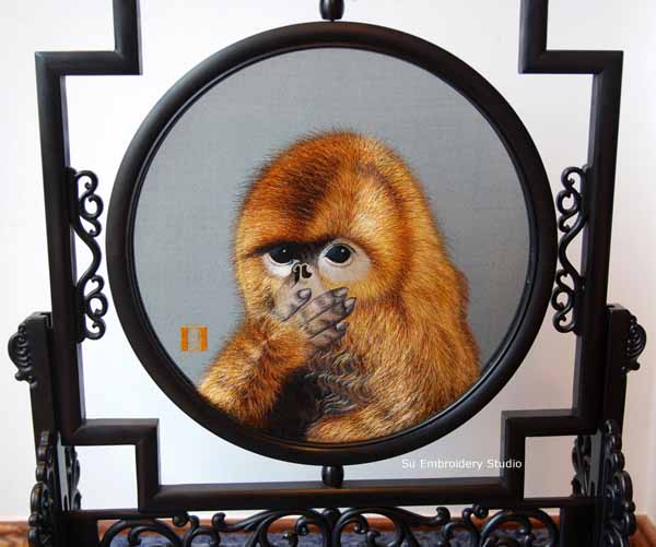 double sided embroidery monkey