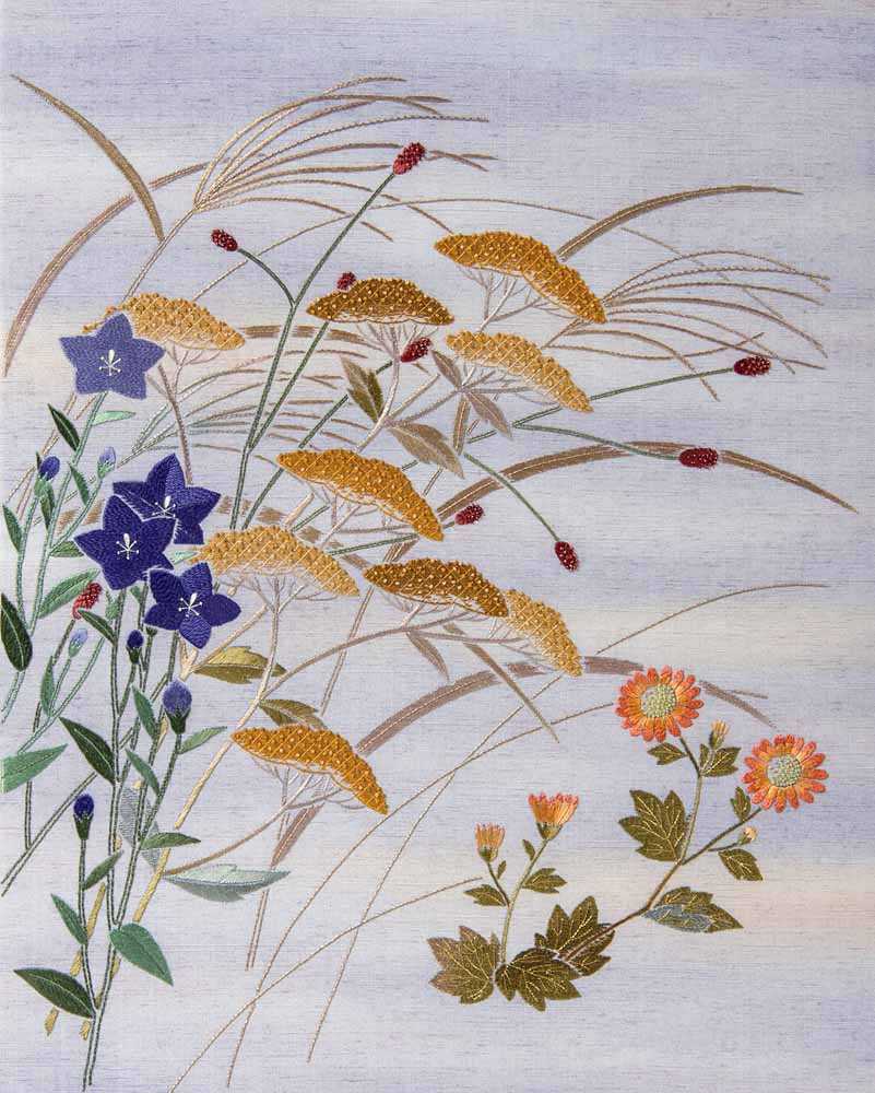 japanese embroidery with silk and gold threads