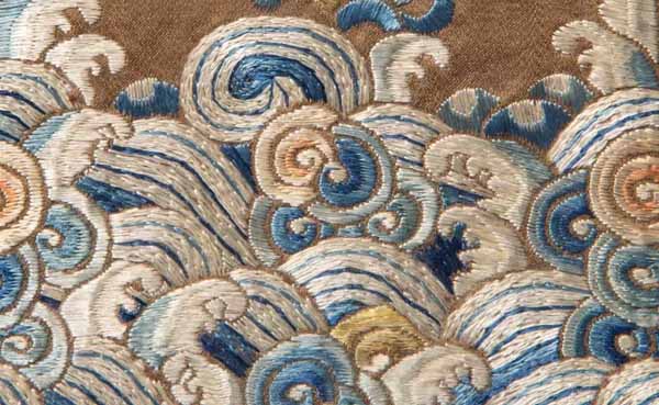 Chinese silk embroiderd Water Waves Pattern
