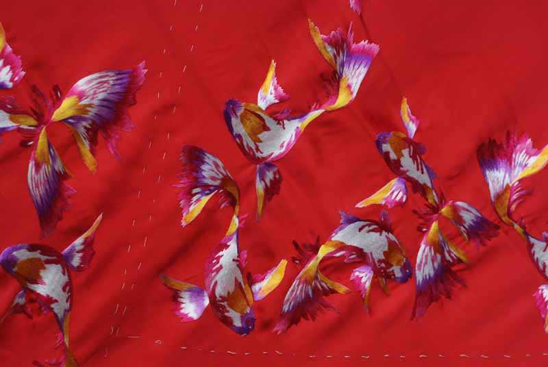 silk embroidery on Duchess Satin