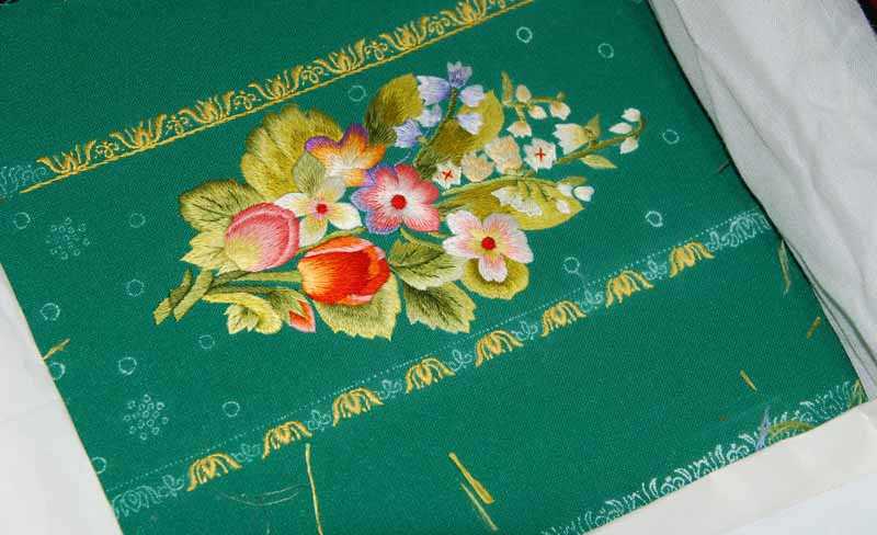 silk embroidery on cotton fabric