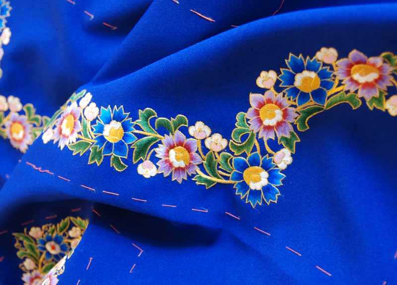 silk embroidery on cotton fabric