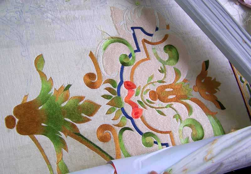 silk embroidery on velvet