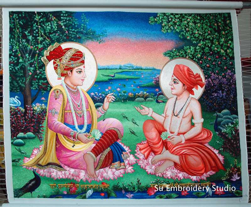 chinese embroidery in hindu temple in NJ