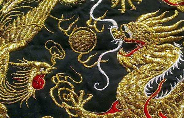Gold Embroidery 'Phoenix and Dragon'