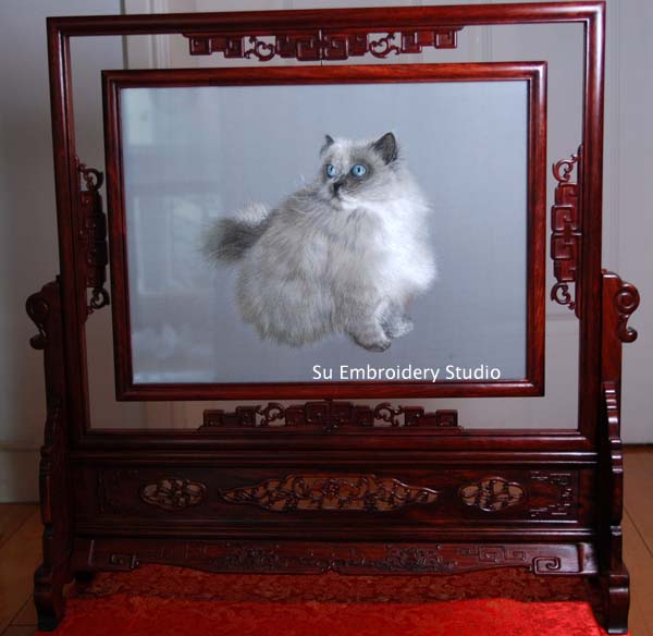double sided silk embroidery cat 4