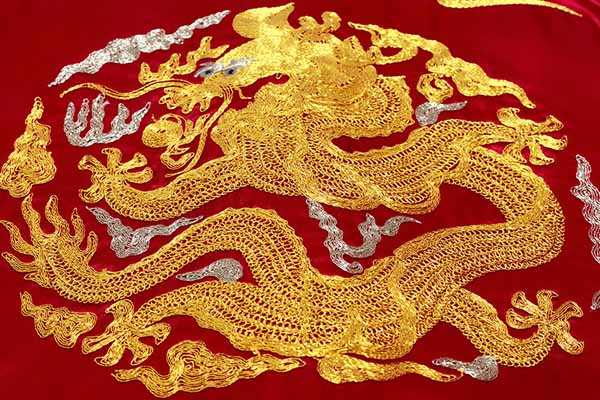gold thread embroidery on garment