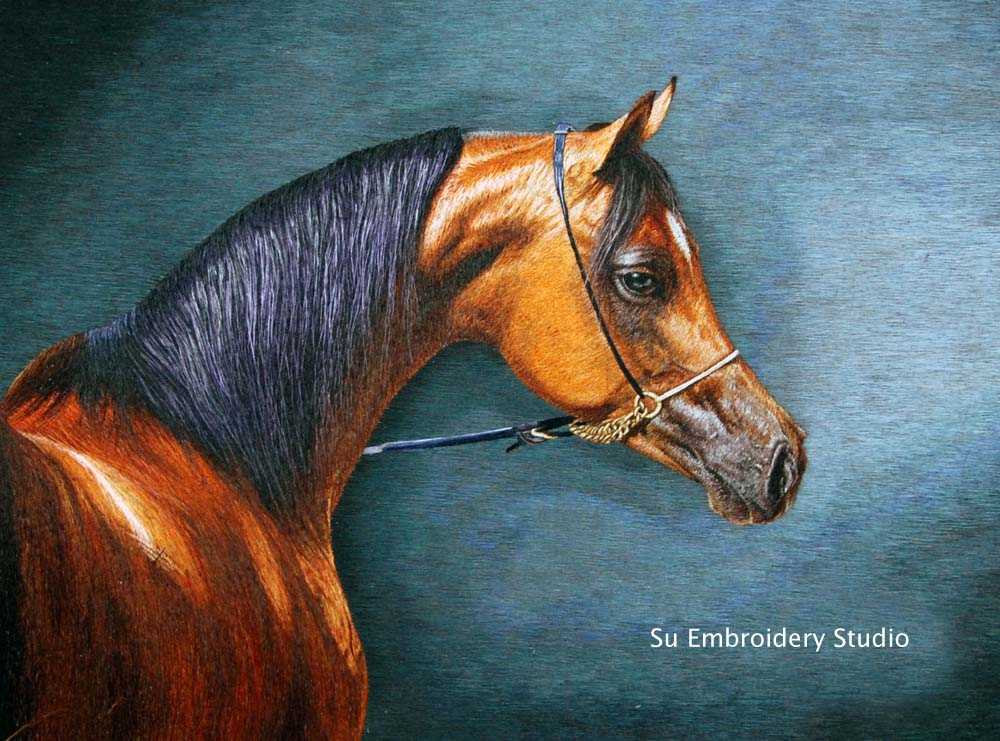 silk embroidered art 'Arabian Horse'