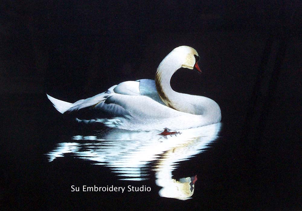 swan silk embroidery