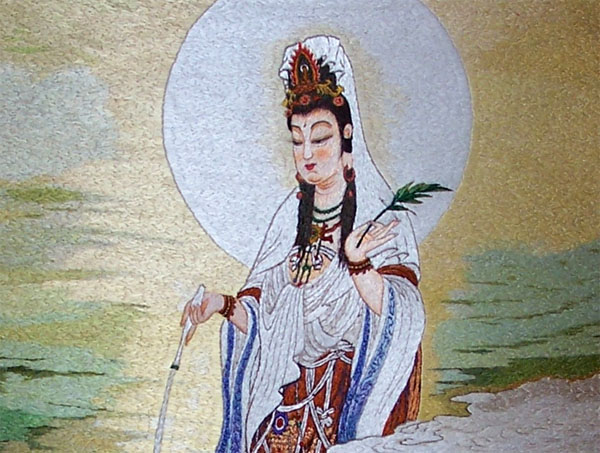 silk embroidered painting 'guanyin'