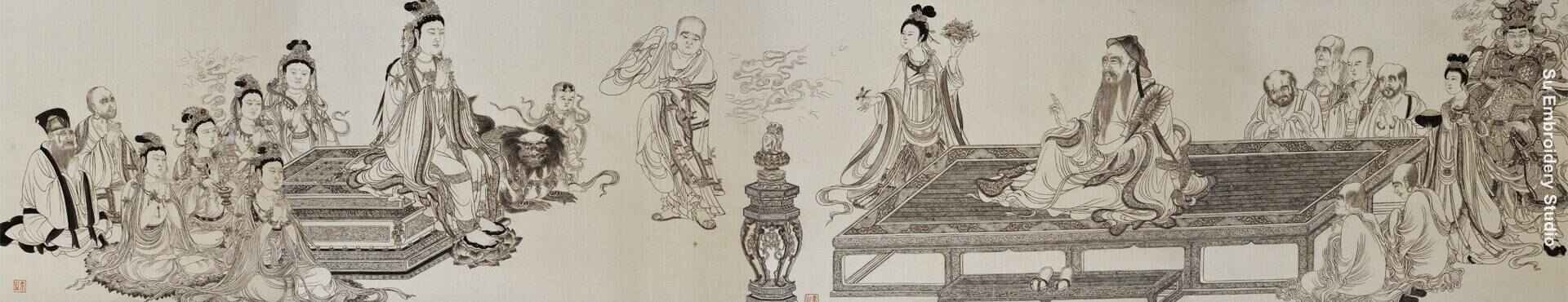 chinese silk embroidery painting Vimalakirti Preaching Doctrines