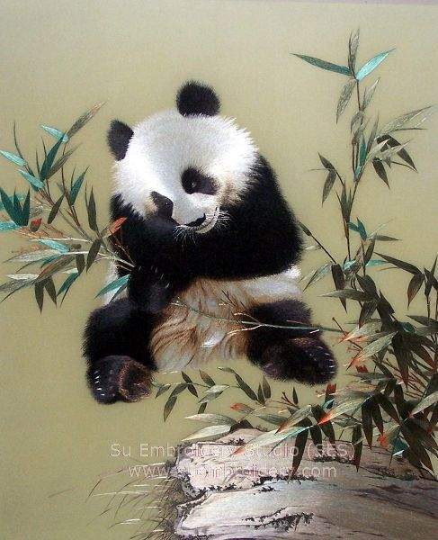silk embroidered Panda painting
