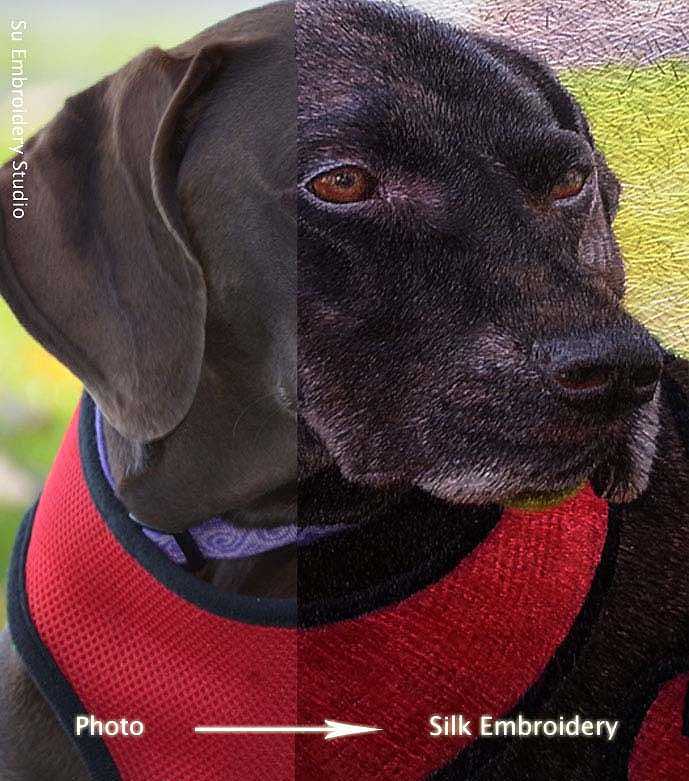 custom embroidery portrait of pet dog