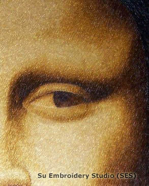 silk embroidery painting 'mona lisa' close up