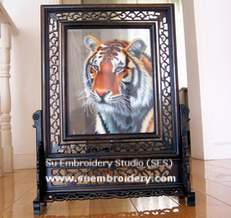 double sided embroidery brown tiger