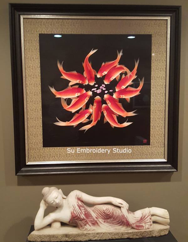 chinese silk embroidery 'twelve koi fish'