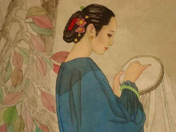 chinese lady embroidering