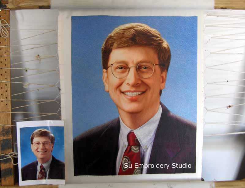 custom embroidered portrait 'bill gates'