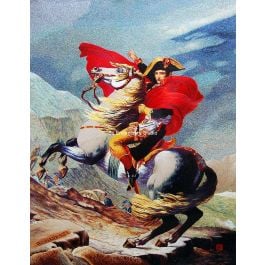 silk embroidery painting Napoleon Bonaparte Crossing the Alps, all hand embroidered with silk threads