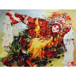 Chinese silk embroidery artwork the Drunken Beauty, fully hand embroidered