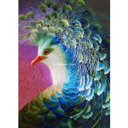 silk thread painting, hand embroidered Touraco Bird