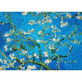 Almond Blossoms  or blossoming almond branch, a reproduction of silk embroidery painting done with silk threads from Suzhou China