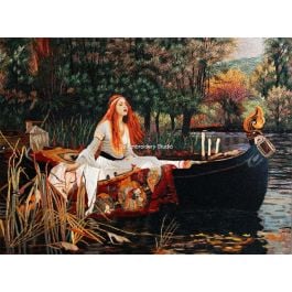 The Lady of Shalott, silk embroidery painting all hand embroidered with silk threads from Su Embroidery Studio, Suzhou China