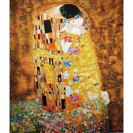 Chinese silk embroidery 'The Kiss', hand embroidered with silk threads, reproduced from Klimt's oil painting