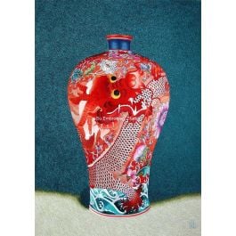 hand embroidered vase with silk threads from Suzhou China